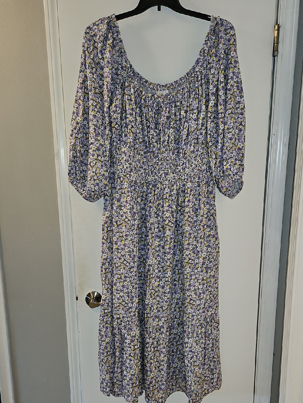NWT Gap Women’s Lavender Floral Smocked Midi Dress